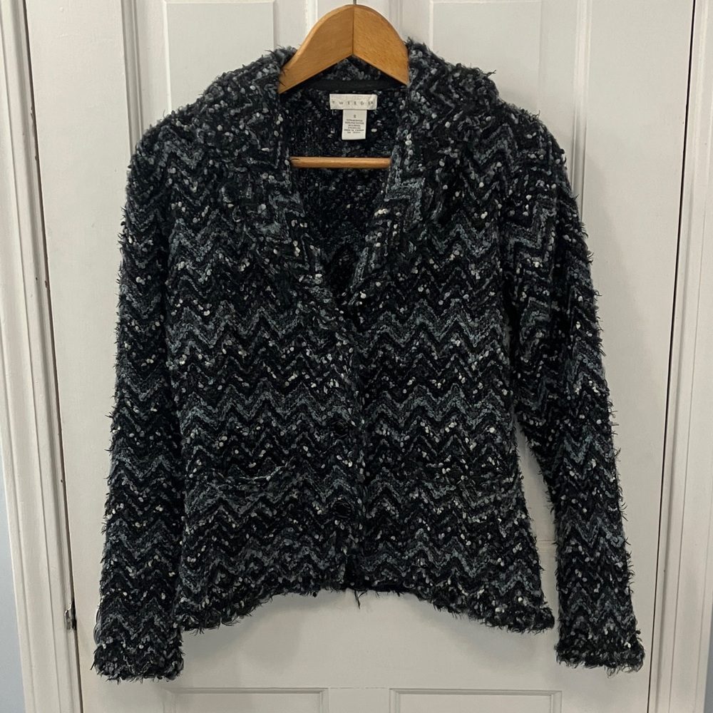 Fall sweater size small by Tweeds button up knit jacket long sleeve wool